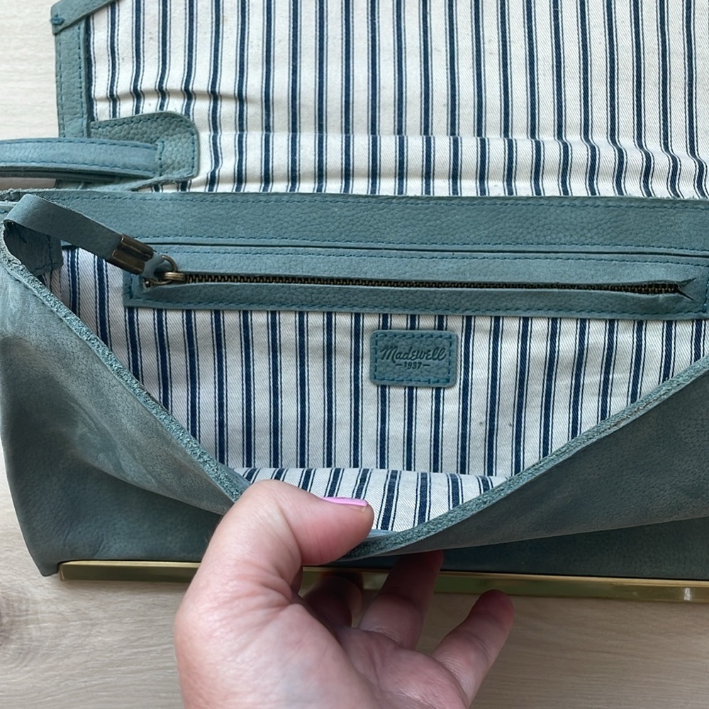 Madewell Eaton blue nubuck leather envelop clutch wristlet - Picture 5 of 7